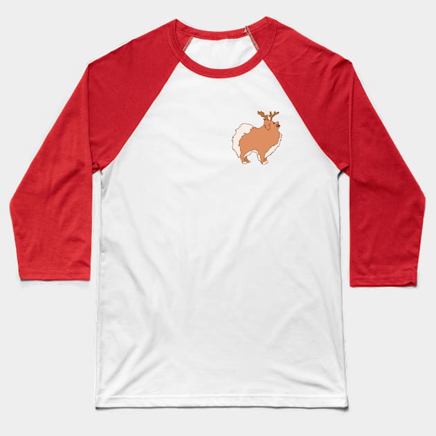 Pomeranian Reindeer Baseball T-Shirt by Art by Lex